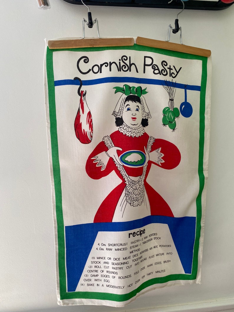Vintage Cornish Pasty Pastry Lady Recipe TeatowelWall Etsy