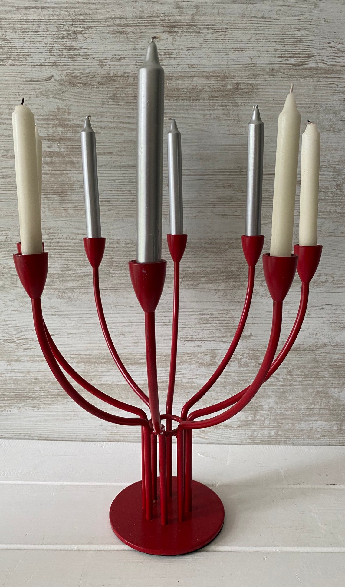 Beautiful Red Steel Vintage Candelabra Modernist IKEA design Etsy