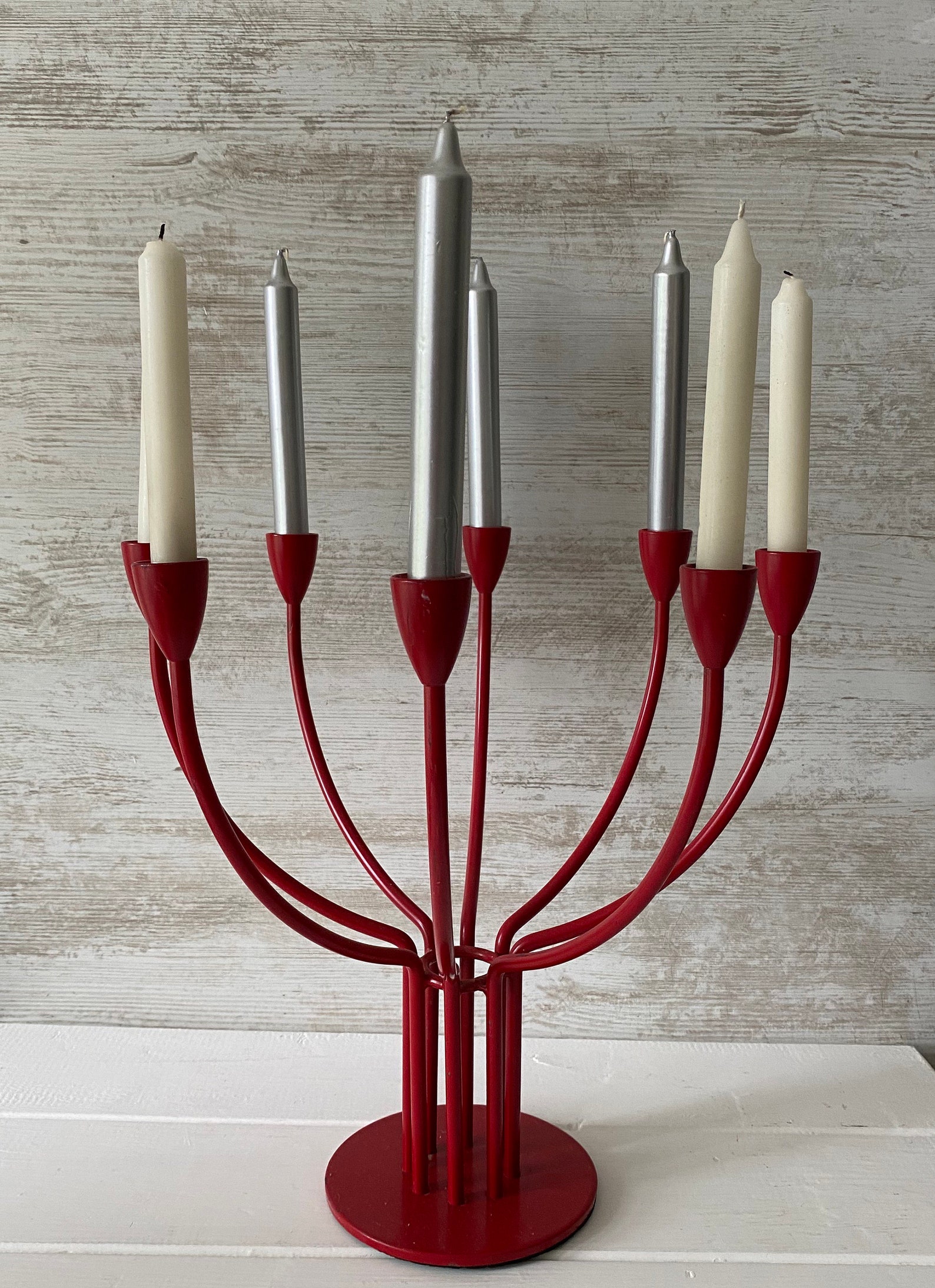 Beautiful Red Steel Vintage Candelabra Modernist IKEA design Etsy