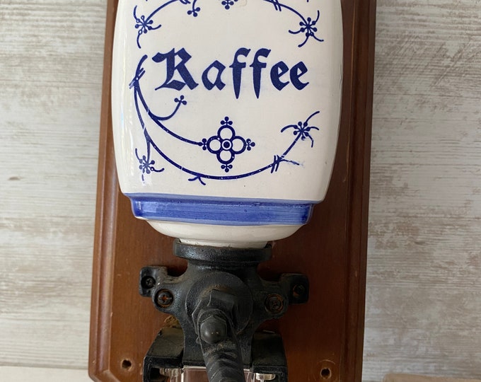Vintage Wall Mounted Coffee Grinder. Dutch or German Made Grinder, Cast