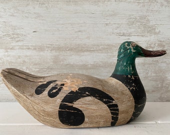 Antique Wooden Duck, Decoy Duck, Rare Collectible Rustic Duck, authentic Wooden Decoy Duck, Interior Design Cabin Duck, French Duck.