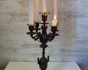 Antique French Candelabra, Classic five arm candelabra, great patina, heavy substantial bronze , great patina