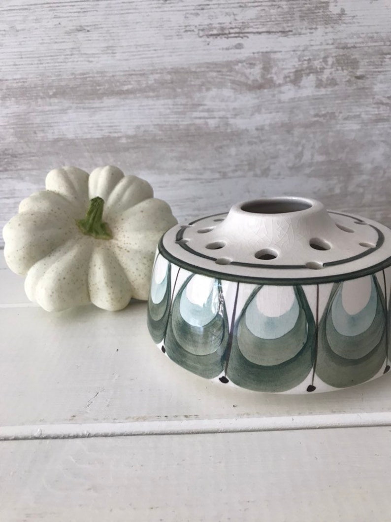 1970s Vintage Jersey Pottery Posy Vase in Green and Cream Etsy
