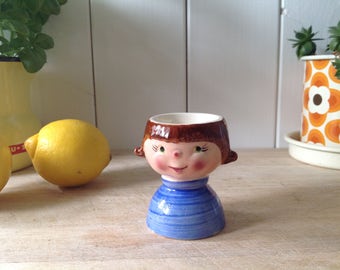 1968 W Goabal Egg Cup - Hilda Grey Design - little girl - Egg Cup - West German ceramic