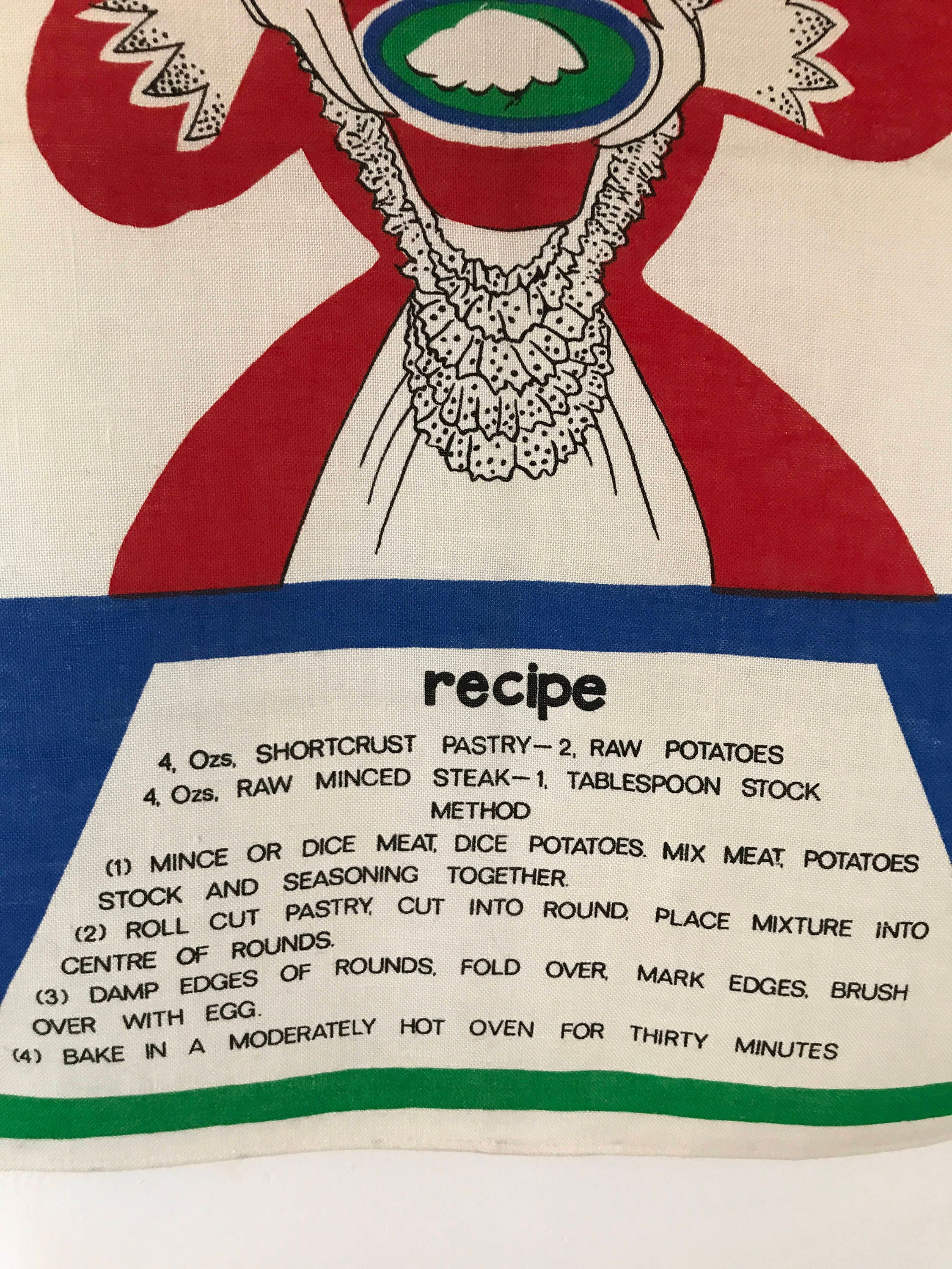 Vintage Cornish Pasty Pastry Lady Recipe TeatowelWall Etsy