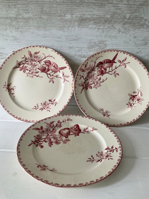 antique-french-plates-by-sarreguemines-favori-red-french-etsy