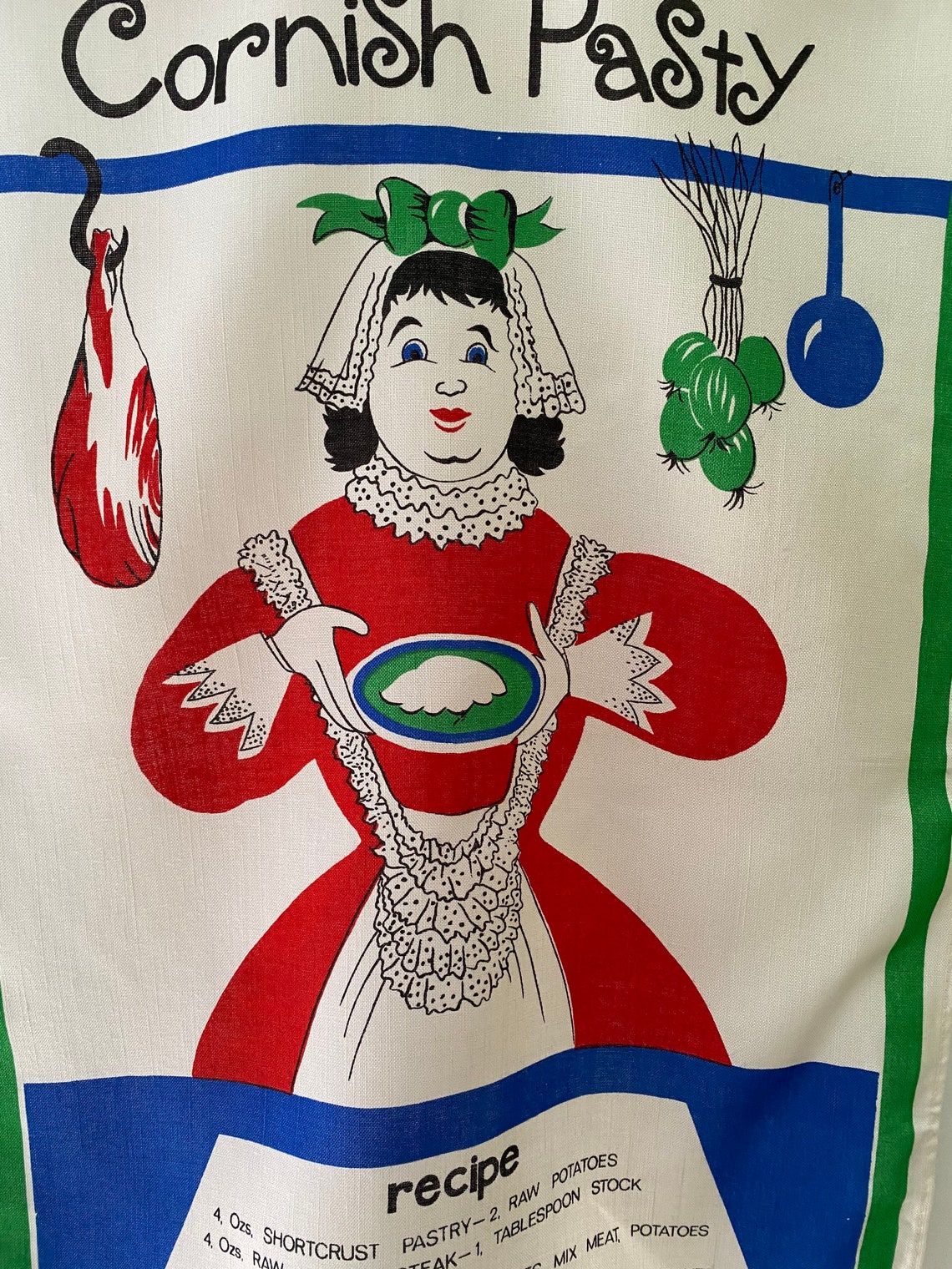 Vintage Cornish Pasty Pastry Lady Recipe TeatowelWall Etsy