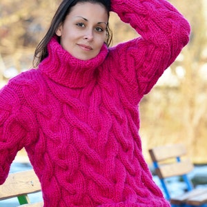 Made to Order Hand Knitted Pure Soft Wool Sweater Vibe Pink Soft ...
