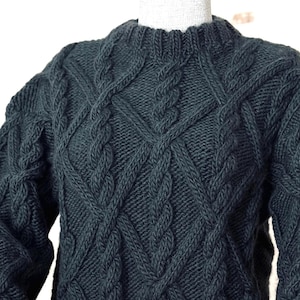 Hand Knit Wool Sweater Turtleneck Chunky Jumper Cable knitted Sweater Gray Thick Crew-neck gift for Men by EXTRAVAGANTZA L/XL