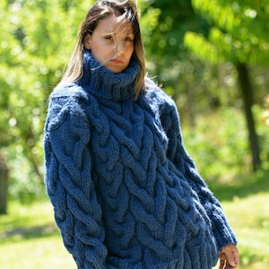 Black Cables Sweater, Chunky Knit Woolen Pullover, Cable Knit Sweater, Huge  Wool Sweater T1200 - Etsy