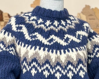 Hand Knitted Wool Sweater, Blue Norwegian Jumper Crew-neck, Men's  Winter Soft Sweater, Gift for Him by EXTRAVAGANTZA