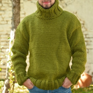 Green Turtleneck Mens Etsy