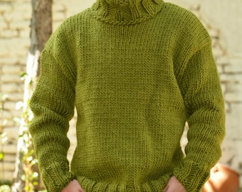 Green turtleneck for men on sale