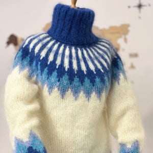 Designer Icelandic Sweater, Fluffy Nordic Jumper, Oversized Mohair Turtleneck, Handknit Pullover, Fair Isle Sweater dress by EXTRAVAGANTZA