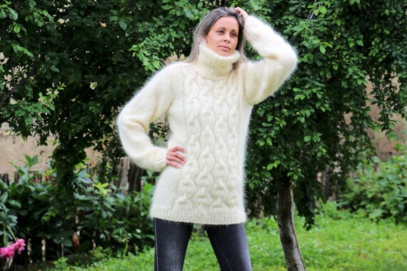 Hand Knit Mohair Sweater Cable Extra 