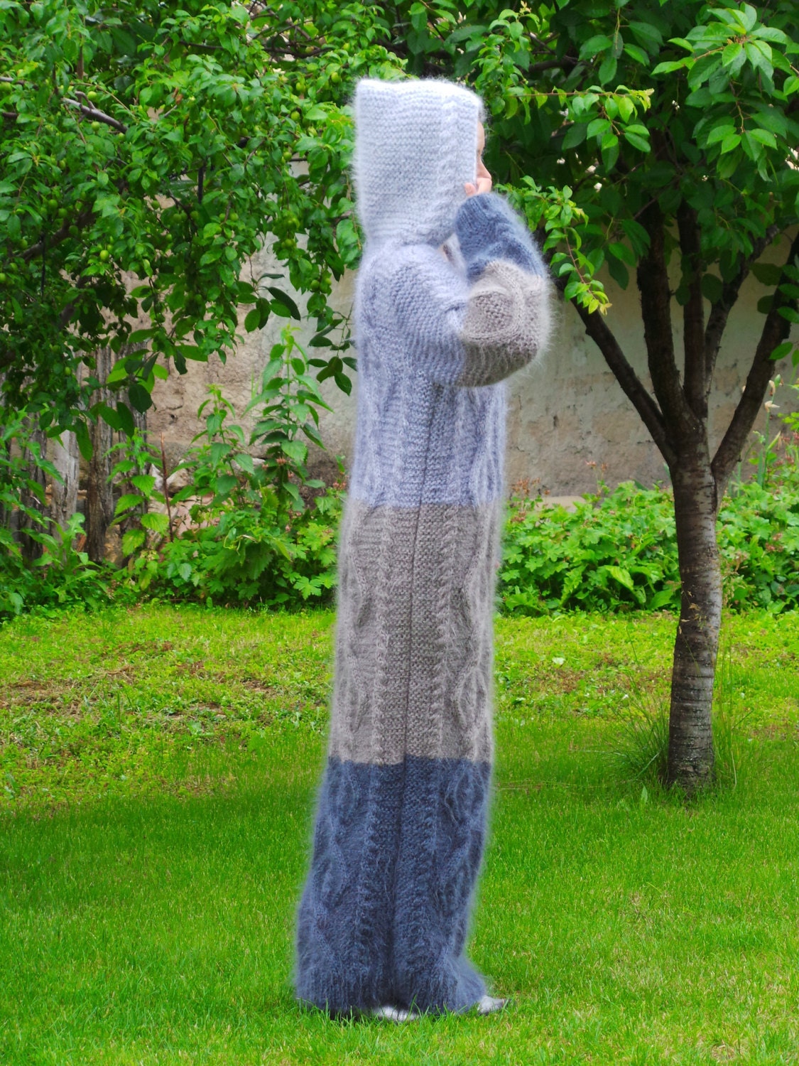Designer Thick Hand Knit Sweater Mohair Dress Fuzzy Hooded - Etsy