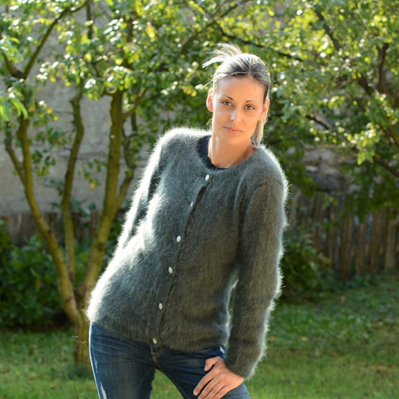 Hand Knit 100% Pure Angora Cardigan 