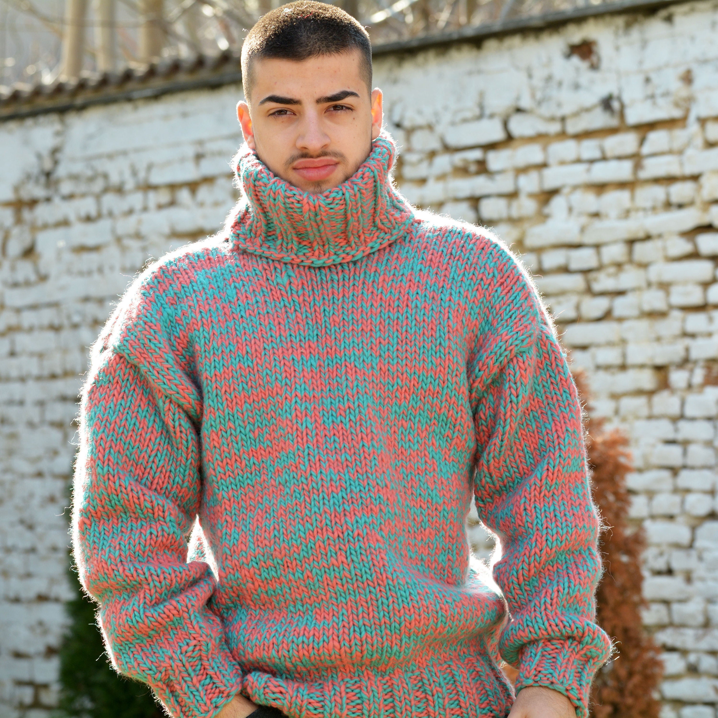 Hand Knitted Wool Sweater Chunky 
