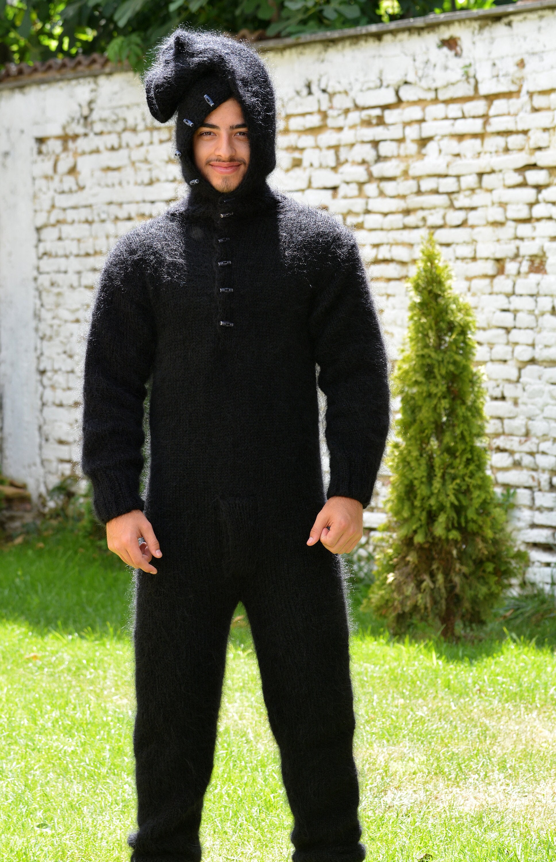 Hand Knitted Mohair Catsuit, Fuzzy Big Sweater Fetish