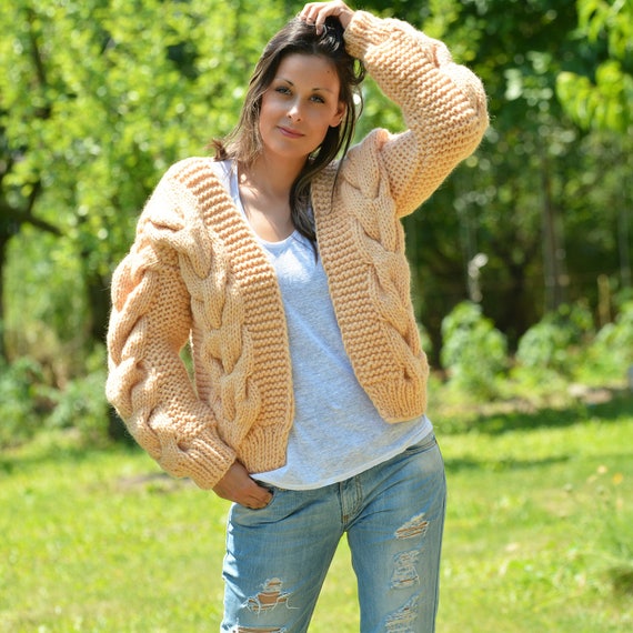 Hand Knitted Mohair Cardigan Soft Wool 