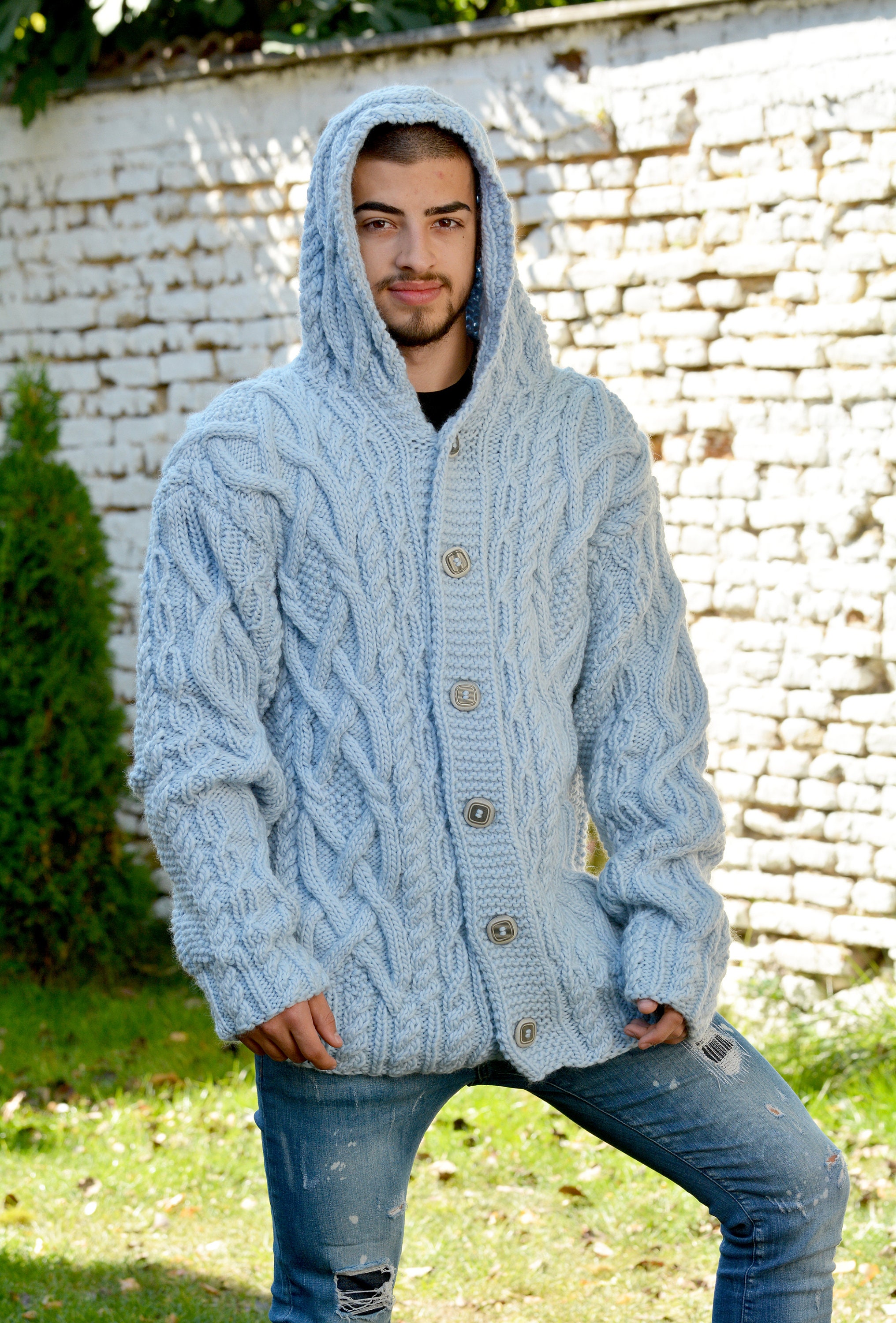 Hand Knitted Merino Cardigan Wool 