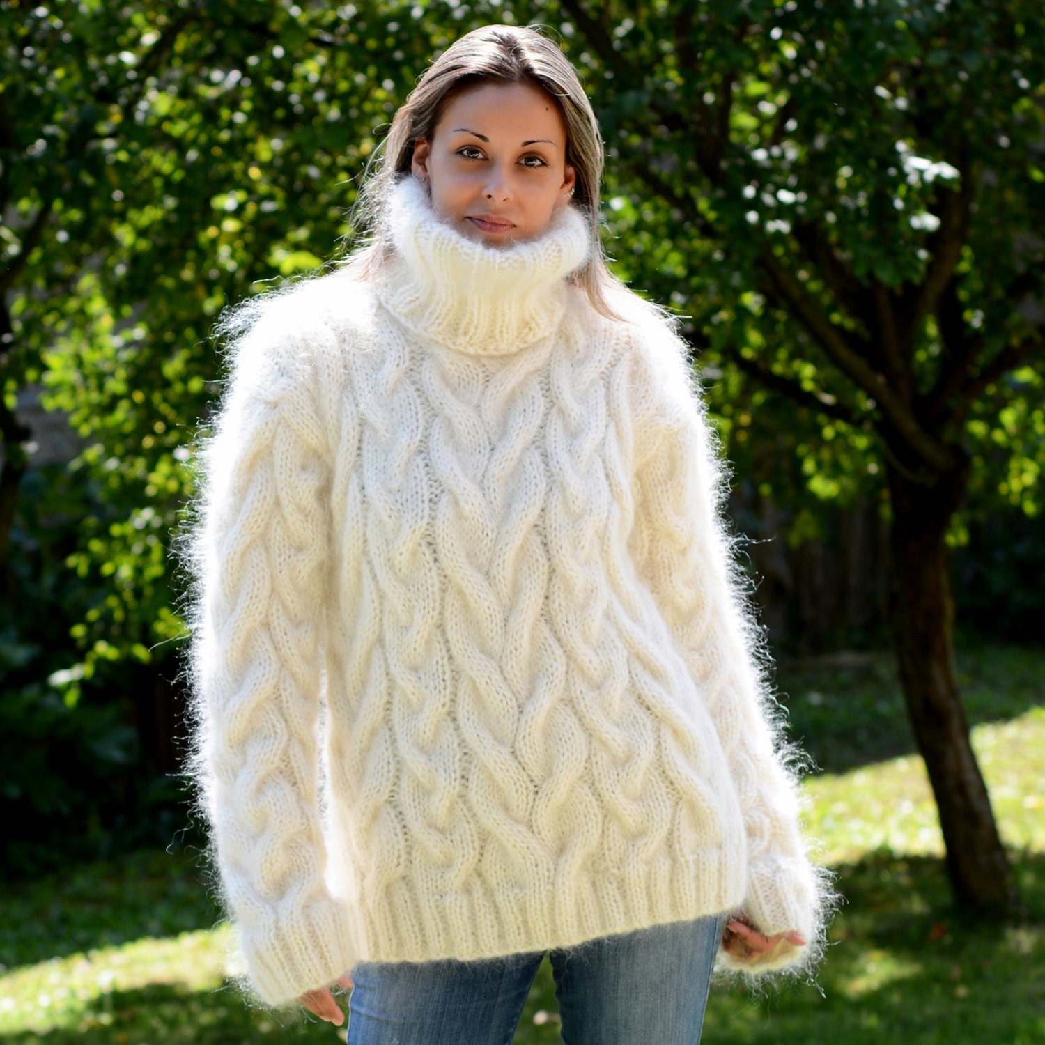 white fuzzy jumper