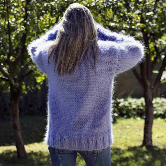 Mohair Jumper 8 Strands Hand Knit Sweater LILAC Color Fuzzy - Etsy
