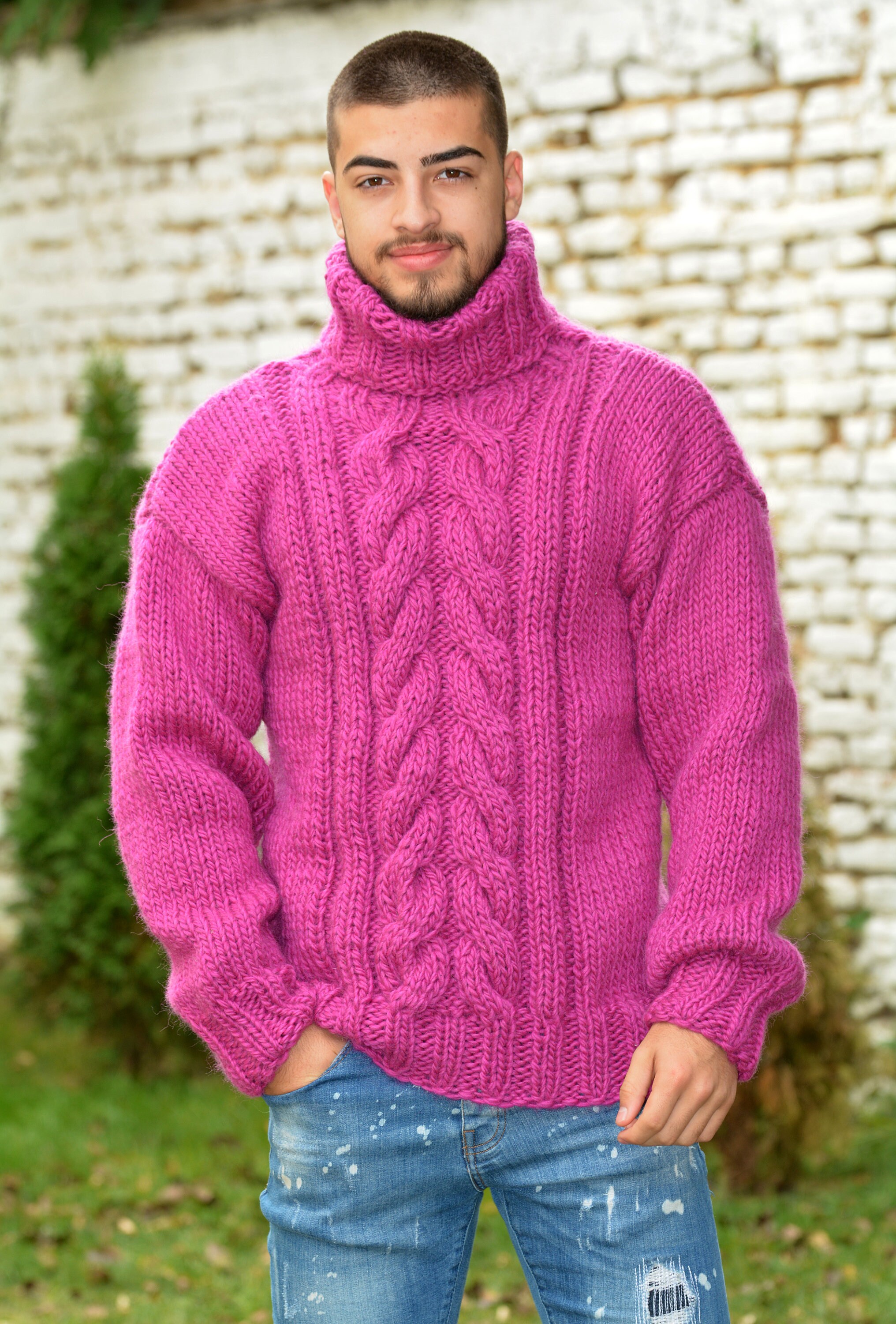Thick Cable Hand Knitted WOOL 