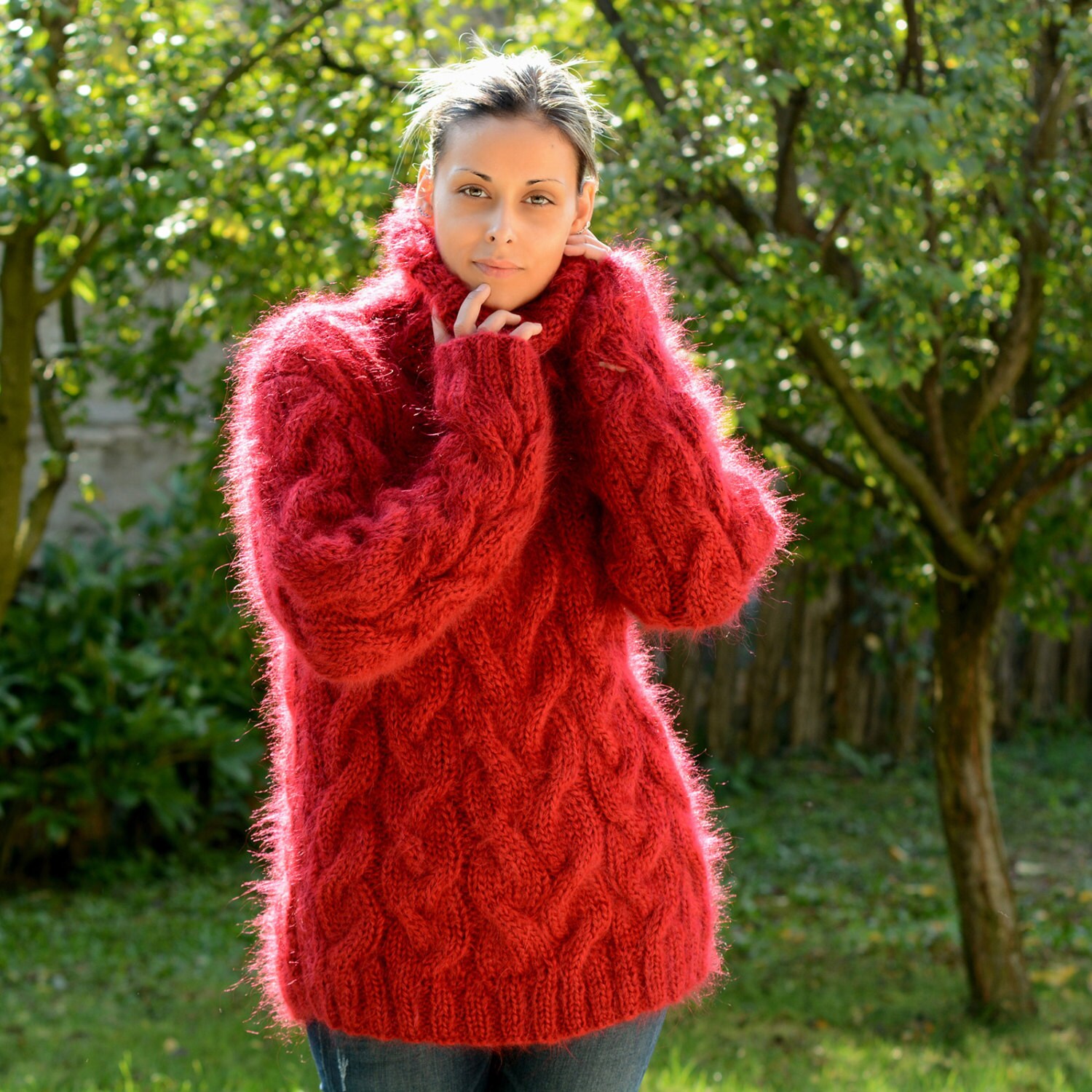 ★RaJu★ [Exclusive]Mohair Chunky Muffler 9 Color Knit Mohair Scarf With Tassels, Oversized Chunky Knitted