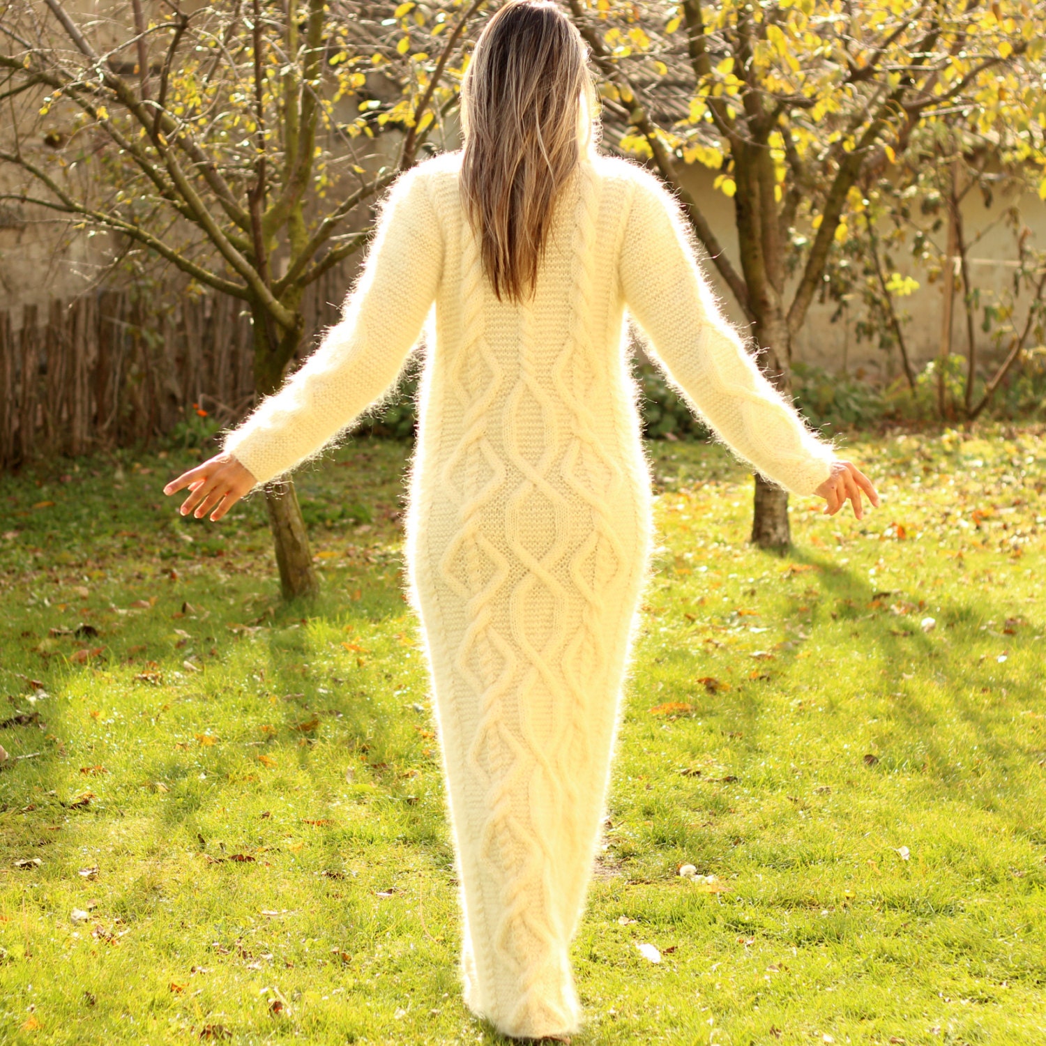 Hand Knitted Mohair Dress Off White Fuzzy Fetish Jersey | Etsy