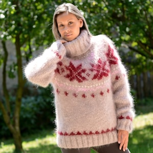 IJslandse coltrui, kabelgebreide trui, gehaakte oversized top, gebreide wollen trui van EXTRAVAGANTZA