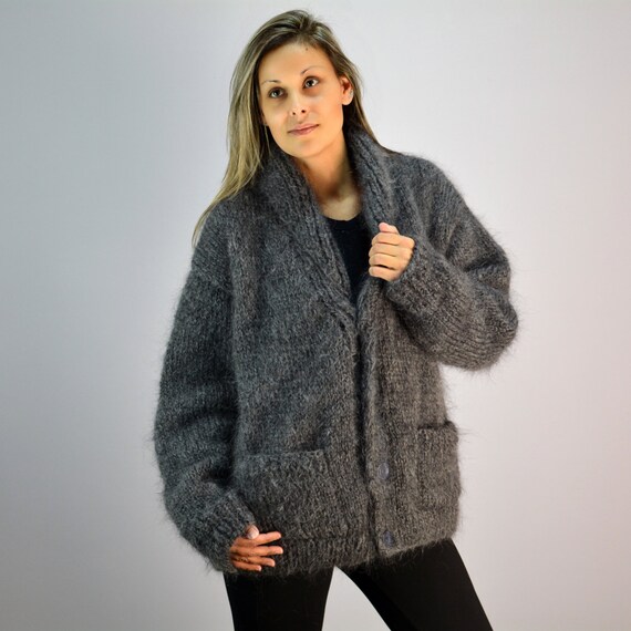 gray fuzzy sweater