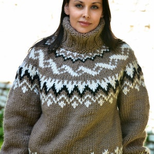 Designer Hand Knitted Wool Sweater Icelandic Turtleneck - Etsy