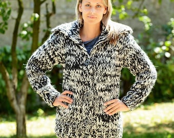 Hand-knitted 100% Wool Cable Cardigan: Chunky Knit Fair Trade