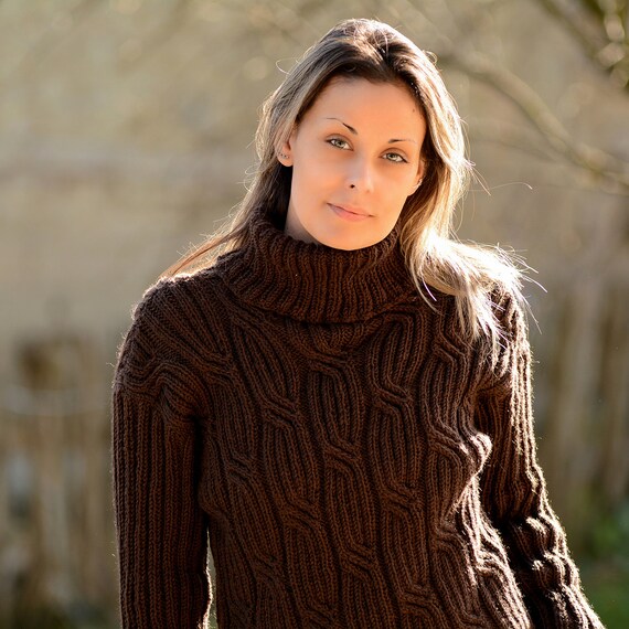 dark brown cable knit sweater