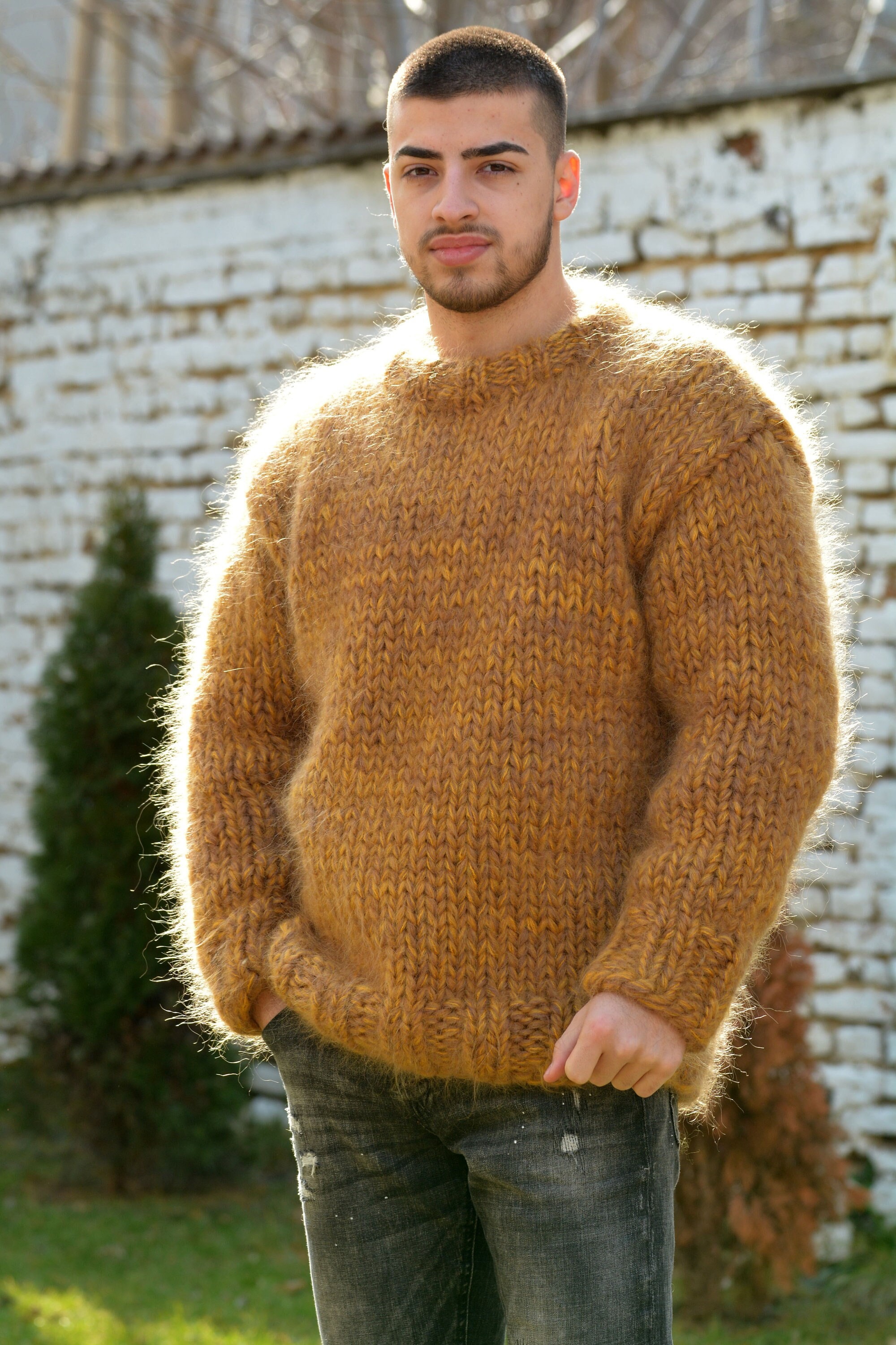 10 strands Hand Knitted Mohair Sweater, Designer Multi-color jumper, Thick  Crew-neck jersey, Soft pullover, designer EXTRAVAGANTZA