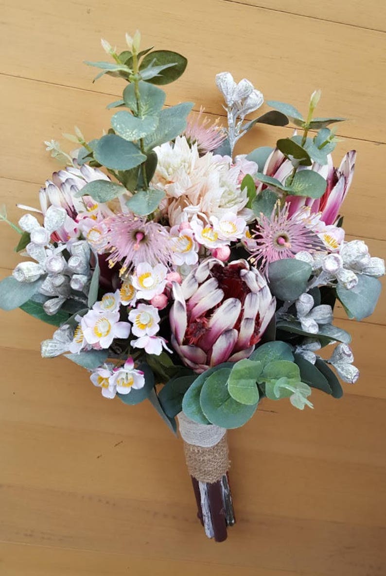 Australian Native Flowers Bridal Bouquet Artificial Protea Etsy Australia