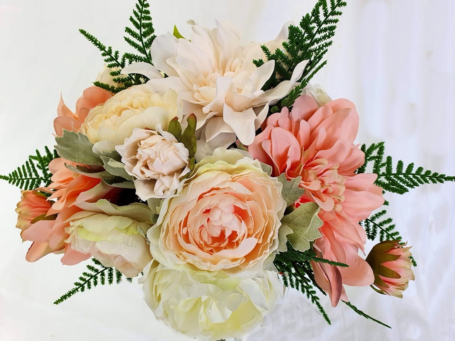 Wedding Bridal Bouquet Artificial Peach Dahlias With Cream Etsy Australia
