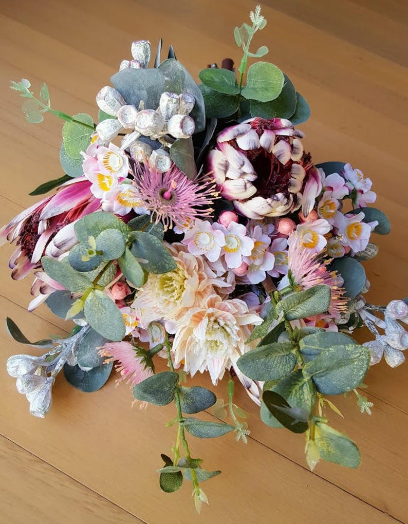 Australian Native Flowers Bridal Bouquet Artificial Protea Etsy
