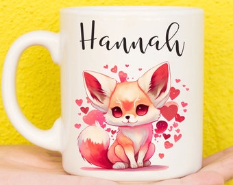 Fennec Fox Mug, Fox Gifts, Personalised Mugs, Fox Lovers, Custom Mug, Personalised Gift, Cup, Design Coffee Mugs, Name Mug, Girlfriend, Fox