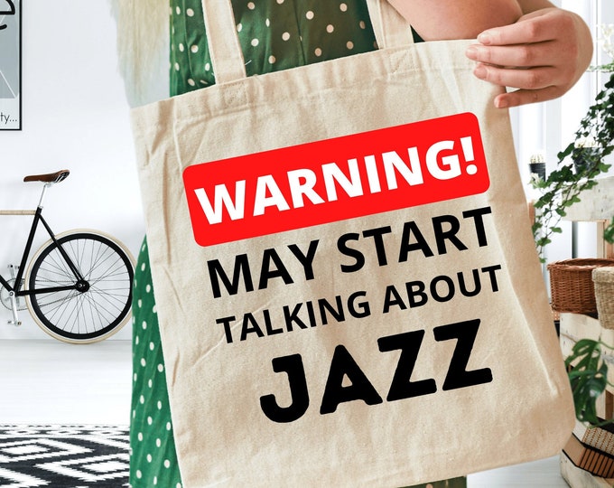 Jazz Tote Bag, Tote Bag For Jazz Lovers, Jazz Gifts, Music Gifts, Reusable Shopping Bag, Mothers Day Gifts For Women, Birthday