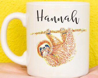 Faultier Becher Kunst, Faultier Geschenke für Faultier Liebhaber, Faultier Thema, Geschenke für Frauen & Mädchen, Geschenke für Männer, Namensbecher, Geburtstag, Mama, Papa