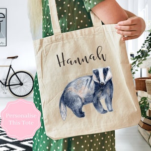 Badger Tote Bag, Personalised Tote Bag For Badger Lovers, Reusable Shopping Bag, Mothers Day Gifts For Women, Badger Gift, Birthday