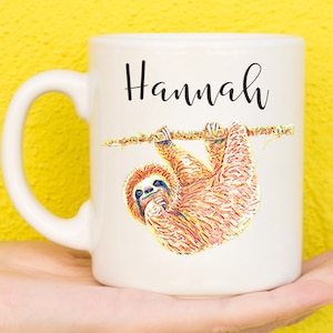 Sloth Mug Art, Personalised Sloth Gifts For Sloth Lovers, Sloth Theme, Gifts For Women & Girls, Gifts For Men, Name Mug, Birthday, Mum, Dad
