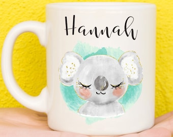 Cute Koala Mug, Koala Gift For Animal Lovers, Personalised Koala Mug, Gifts For Women, Gifts For Mum, Name Mug, Birthday, Personalised Mug