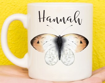 Taza de la mariposa, regalo de la mariposa para los amantes de la naturaleza, taza de la mariposa personalizada, regalos del día de las madres para las mujeres y las niñas, taza del nombre, cumpleaños