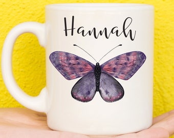 Taza de mariposa, Regalo de mariposa para amantes de la naturaleza, Taza de mariposa personalizada, Regalos del Día de la Madre para mujeres y niñas, Taza de nombre, Cumpleaños