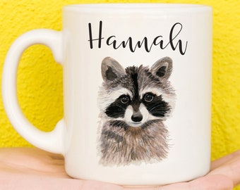 Raccoon Mug, Raccoon Gift For Raccoon Lovers, Personalised Raccoon Mug, Gifts For Women, Gifts For Men, Name Mug, Birthday, Mum, Dad