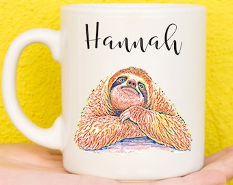 Faultier Becher Kunst, Faultier Geschenke für Faultier Liebhaber, Faultier Thema, Geschenke für Frauen & Mädchen, Geschenke für Männer, Namensbecher, Geburtstag, Mama, Papa