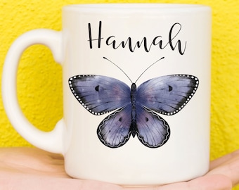 Taza de la mariposa, regalo de la mariposa para los amantes de la naturaleza, taza de la mariposa personalizada, regalos del día de las madres para las mujeres y las niñas, taza del nombre, cumpleaños